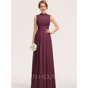 JJ’s HOUSE A-Line Chiffon Lace Bridesmaid Dress
